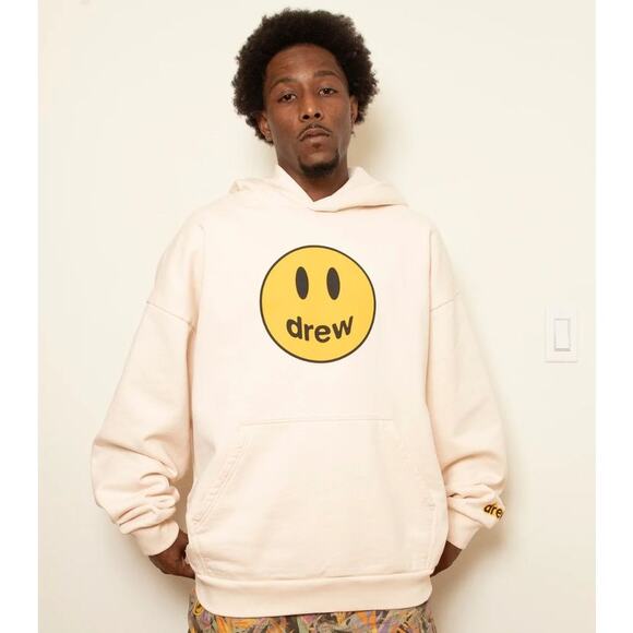 Authentic‎ EUC Drew House Mascot Hoodie Chalk White Smiley Face Logo M Pullover - Picture 2 of 14
